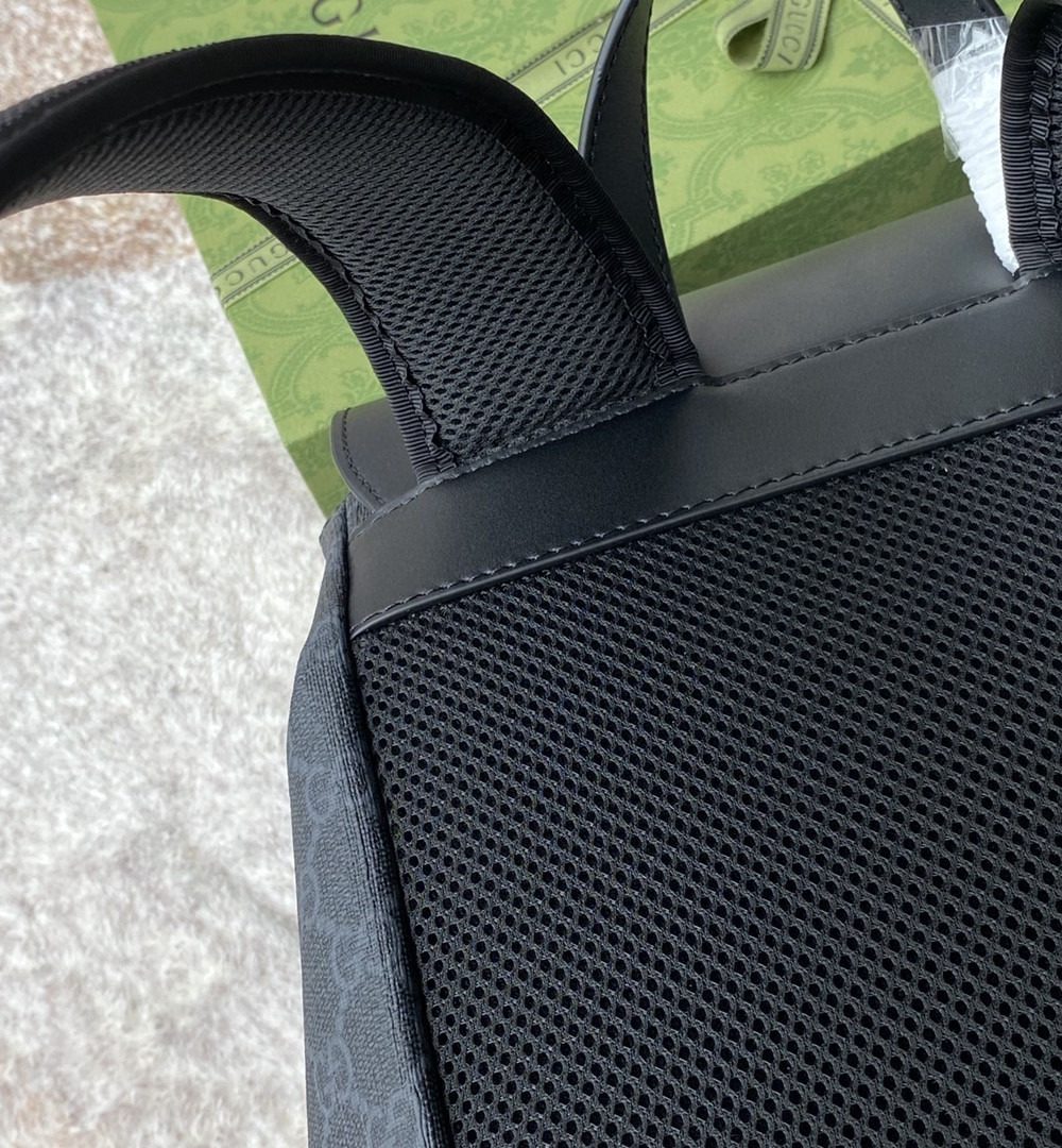 1:1 Replica Gucci Black Backpack Black/Grey Soft GG Supreme Blue And Red Web For Men 16.5in/42cm 495563 K9R8X 1071