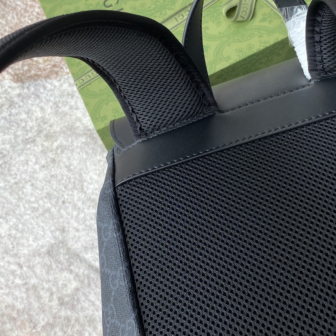 1:1 Replica Gucci Black Backpack Black/Grey Soft GG Supreme Blue And Red Web For Men 16.5in/42cm 495563 K9R8X 1071 - Image 3