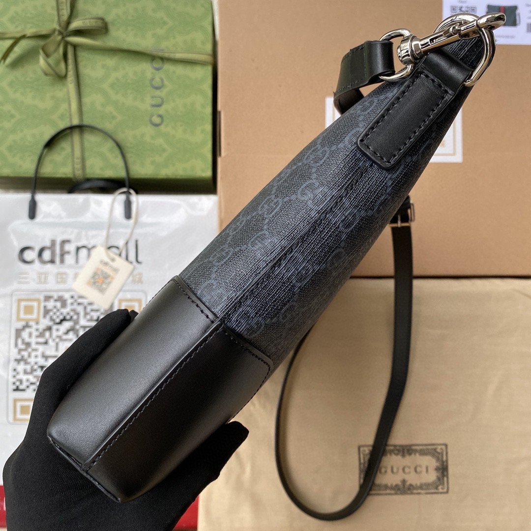 1:1 Replica Gucci Black Messenger Black/Grey GG Supreme Canvas Blue And Red Web For Men 14in/35cm 474139 K5ICN 1095 - Image 3