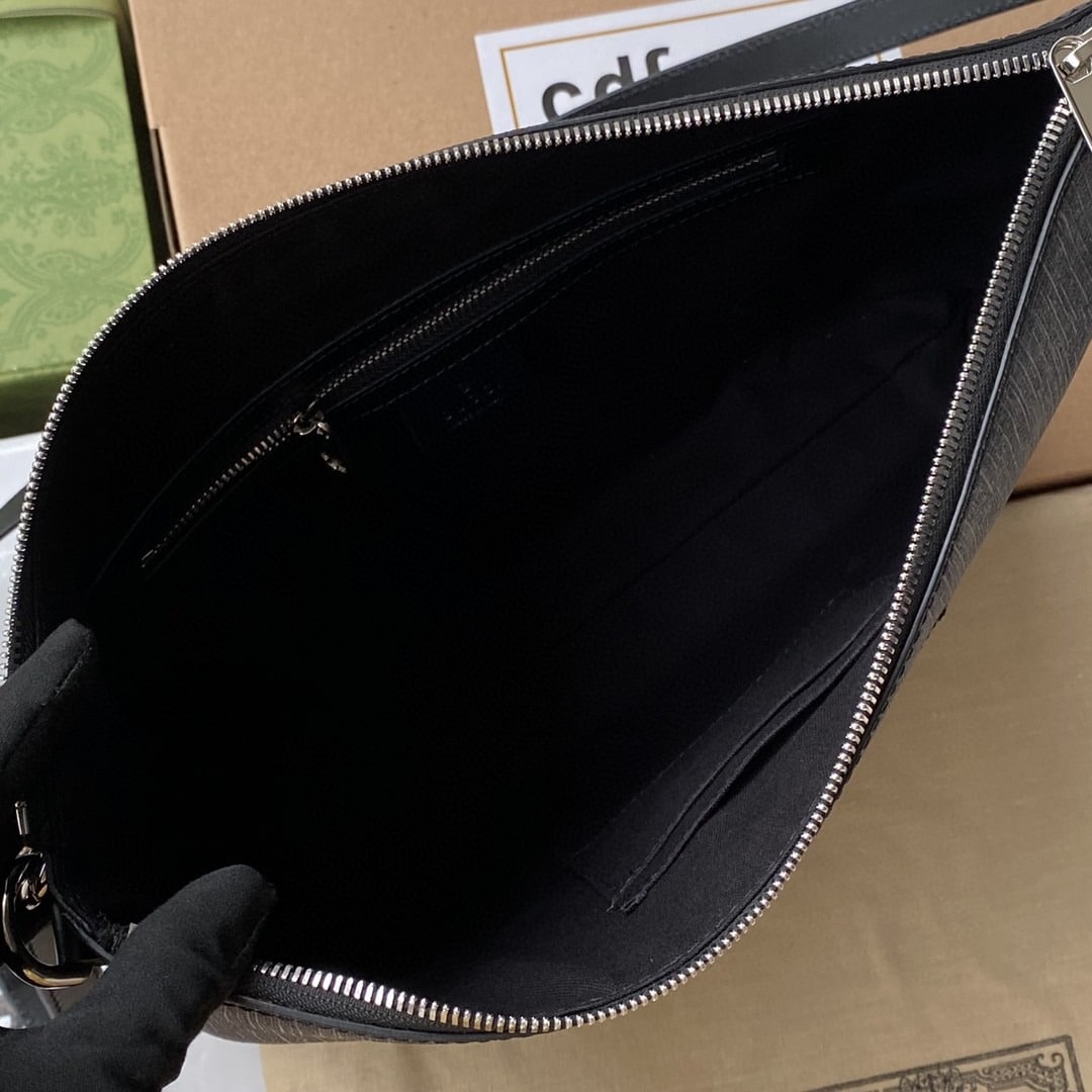 1:1 Replica Gucci Black Messenger Black/Grey GG Supreme Canvas Blue And Red Web For Men 14in/35cm 474139 K5ICN 1095 - Image 9