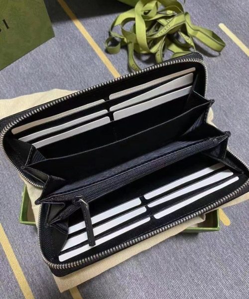 1:1 Replica Gucci Black Zip Around Wallet For Men, Men's Wallet 19cm/7.5in GG