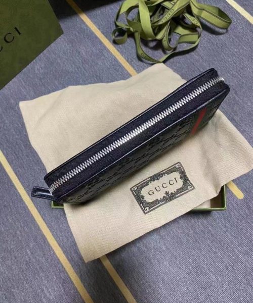 1:1 Replica Gucci Black Zip Around Wallet For Men, Men's Wallet 19cm/7.5in GG