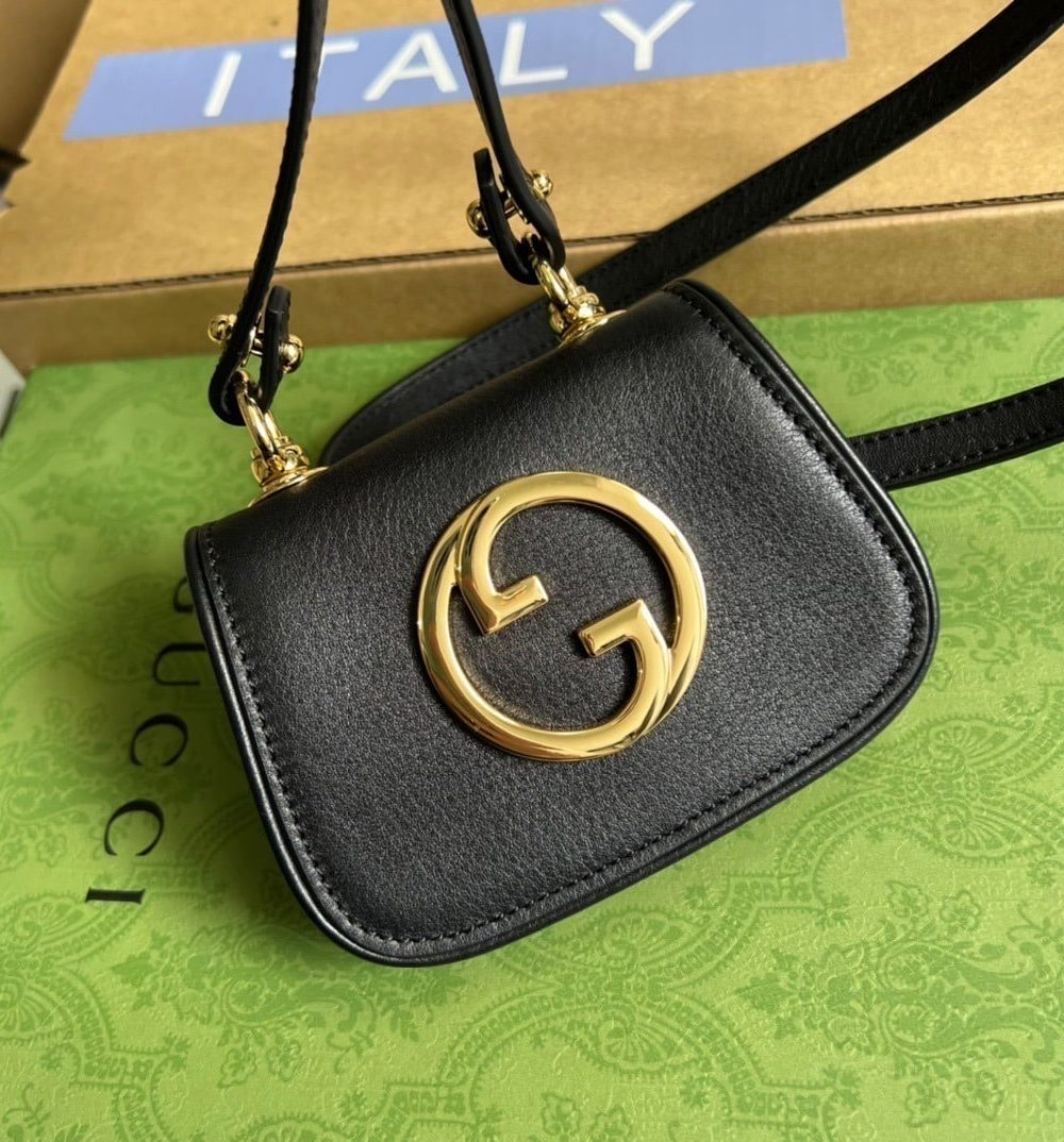 1:1 Replica Gucci Blondie Card Case Wallet Black For Women, Women's Bags 4.5in/12cm GG ‎698635 UXX0G 1000