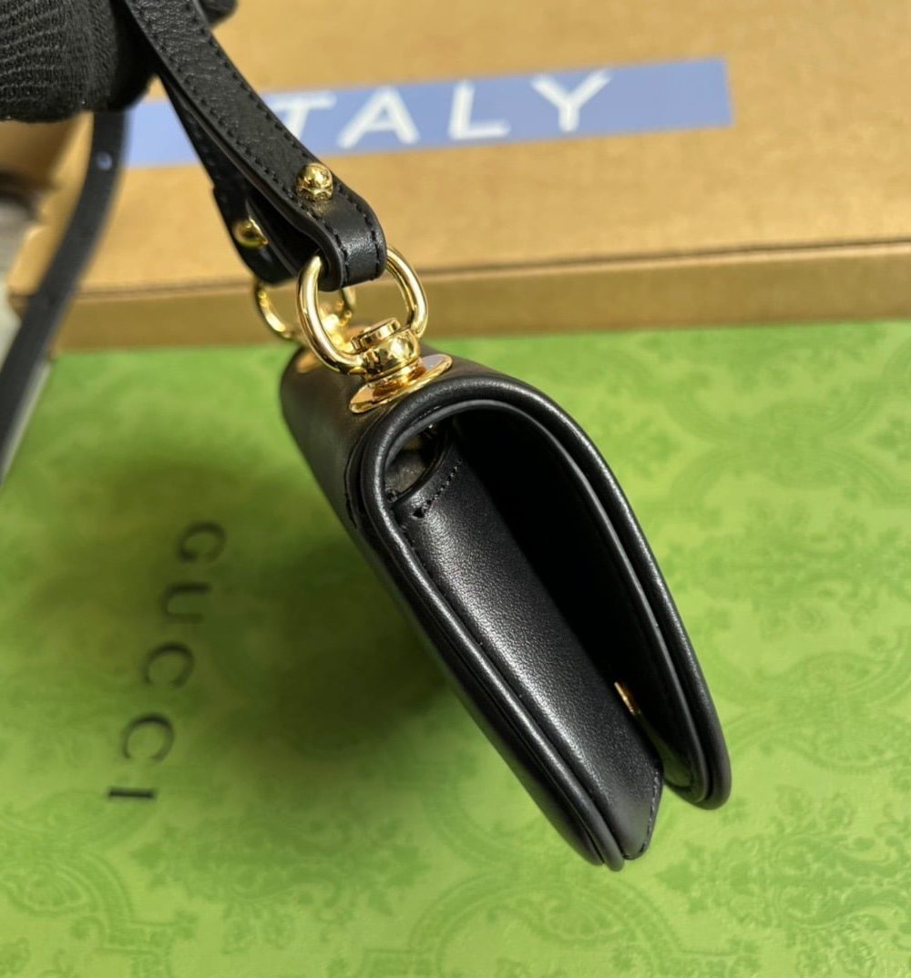 1:1 Replica Gucci Blondie Card Case Wallet Black For Women, Women's Bags 4.5in/12cm GG ‎698635 UXX0G 1000