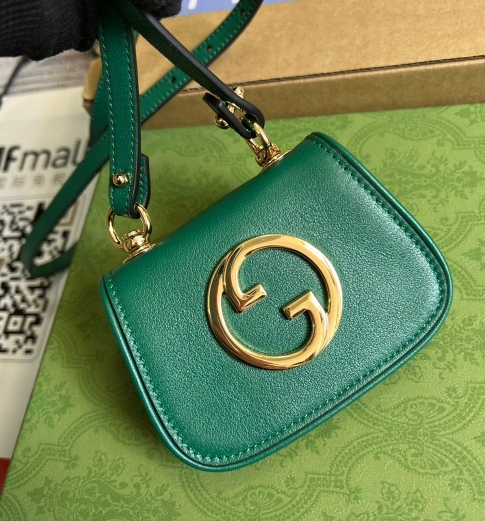 1:1 Replica Gucci Blondie Card Case Wallet Green For Women, Women's Bags 4.5in/12cm GG 698635 UXX0G 3120
