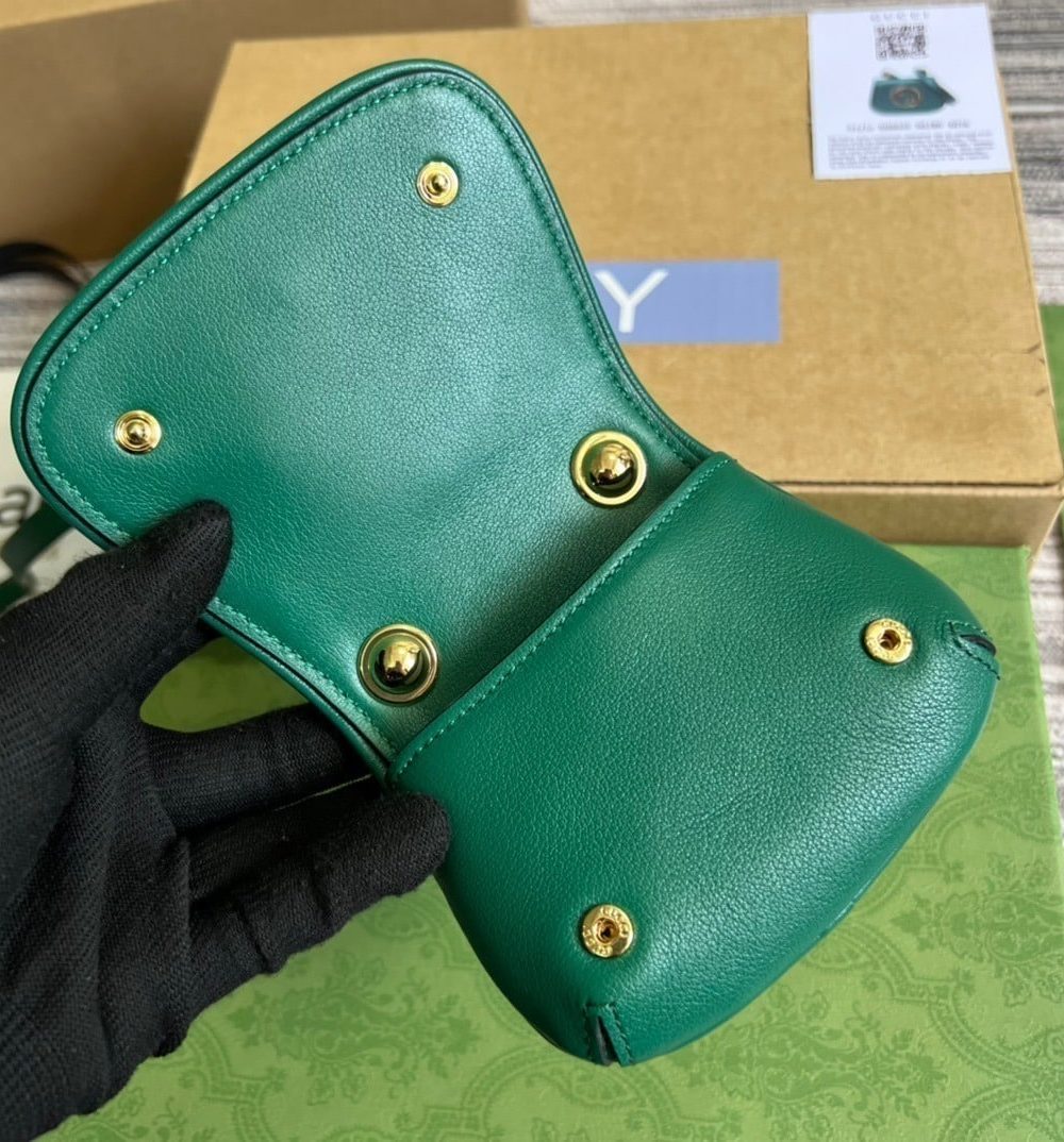 1:1 Replica Gucci Blondie Card Case Wallet Green For Women, Women's Bags 4.5in/12cm GG 698635 UXX0G 3120
