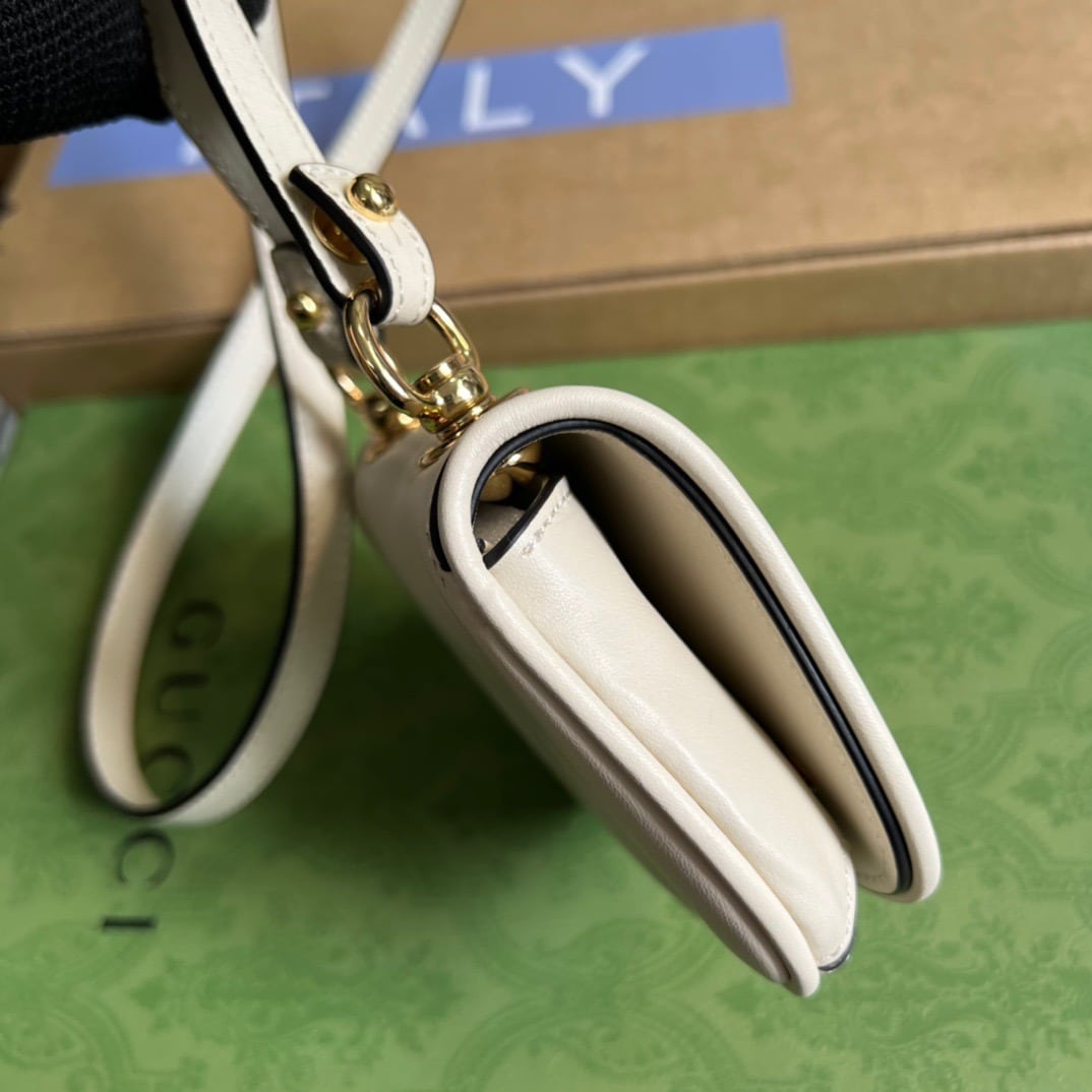 1:1 Replica Gucci Blondie Card Case Wallet White For Women, Women's Bags 4.5in/12cm GG 698635 UXX0G 9022 - Image 3