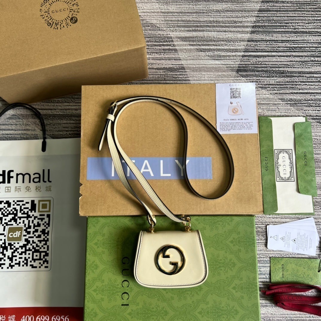 1:1 Replica Gucci Blondie Card Case Wallet White For Women, Women's Bags 4.5in/12cm GG 698635 UXX0G 9022