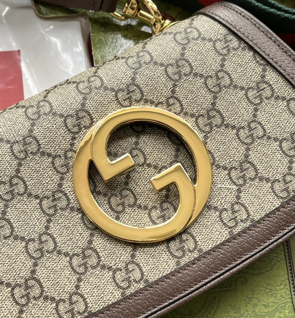 1:1 Replica Gucci Blondie Mini Bag Brown And Beige For Women, Women's Bags 8.7in/22cm GG
