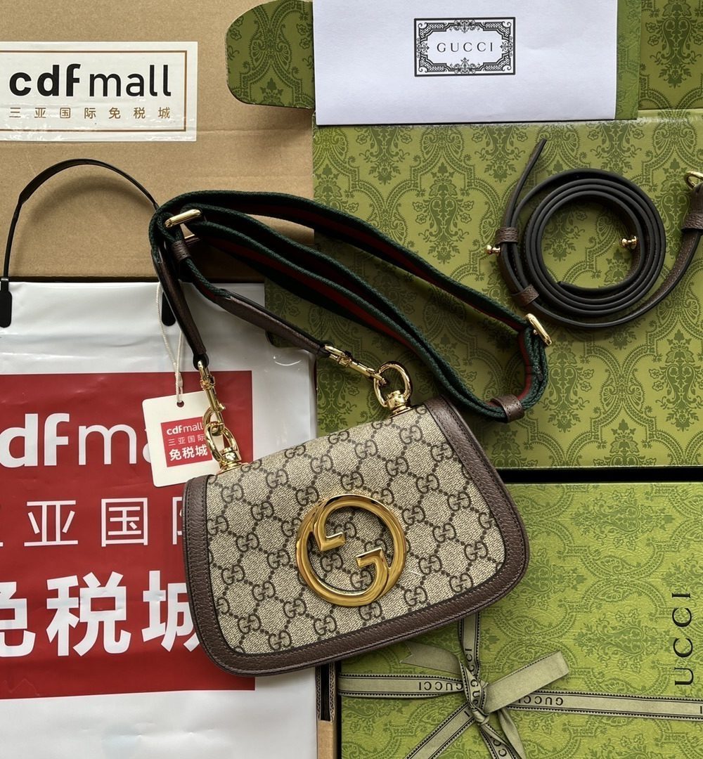 1:1 Replica Gucci Blondie Mini Bag Brown And Beige For Women, Women's Bags 8.7in/22cm GG
