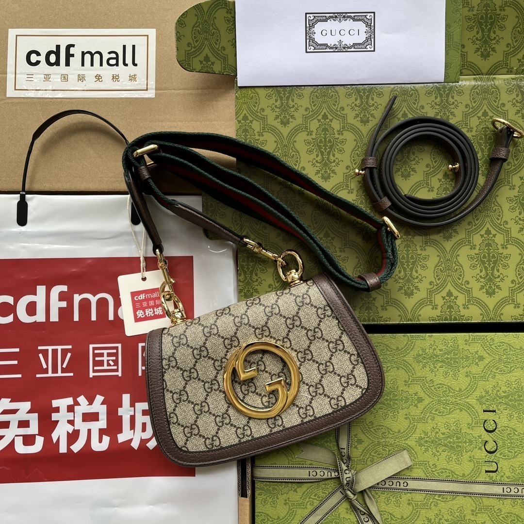 1:1 Replica Gucci Blondie Mini Bag Brown And Beige For Women, Women's Bags 8.7in/22cm GG