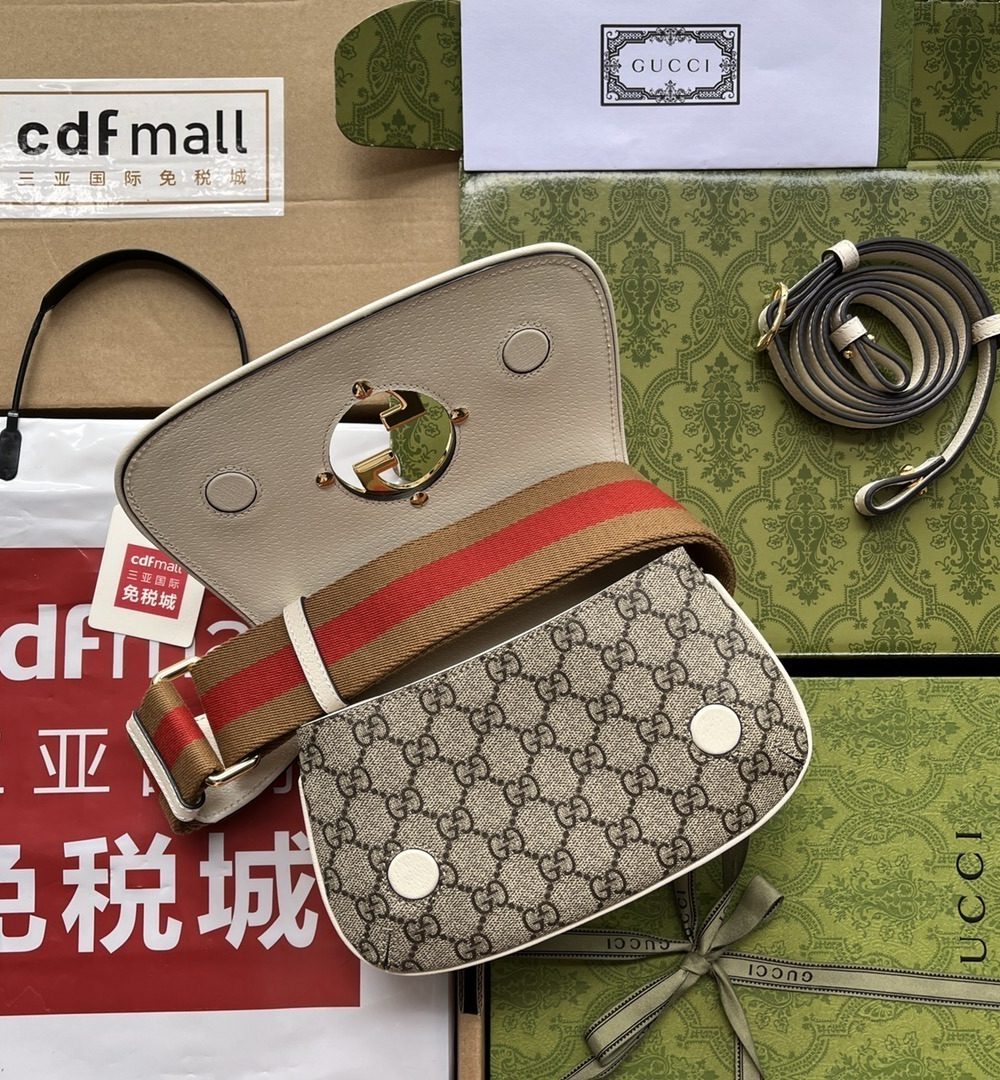 1:1 Replica Gucci Blondie Mini Bag Brown And White For Women, Women's Bags 8.7in/22cm GG