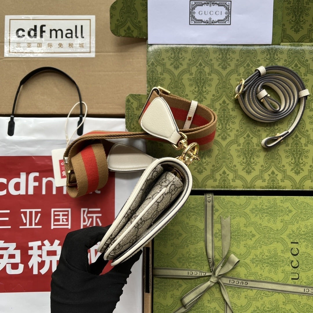 1:1 Replica Gucci Blondie Mini Bag Brown And White For Women, Women's Bags 8.7in/22cm GG - Image 9