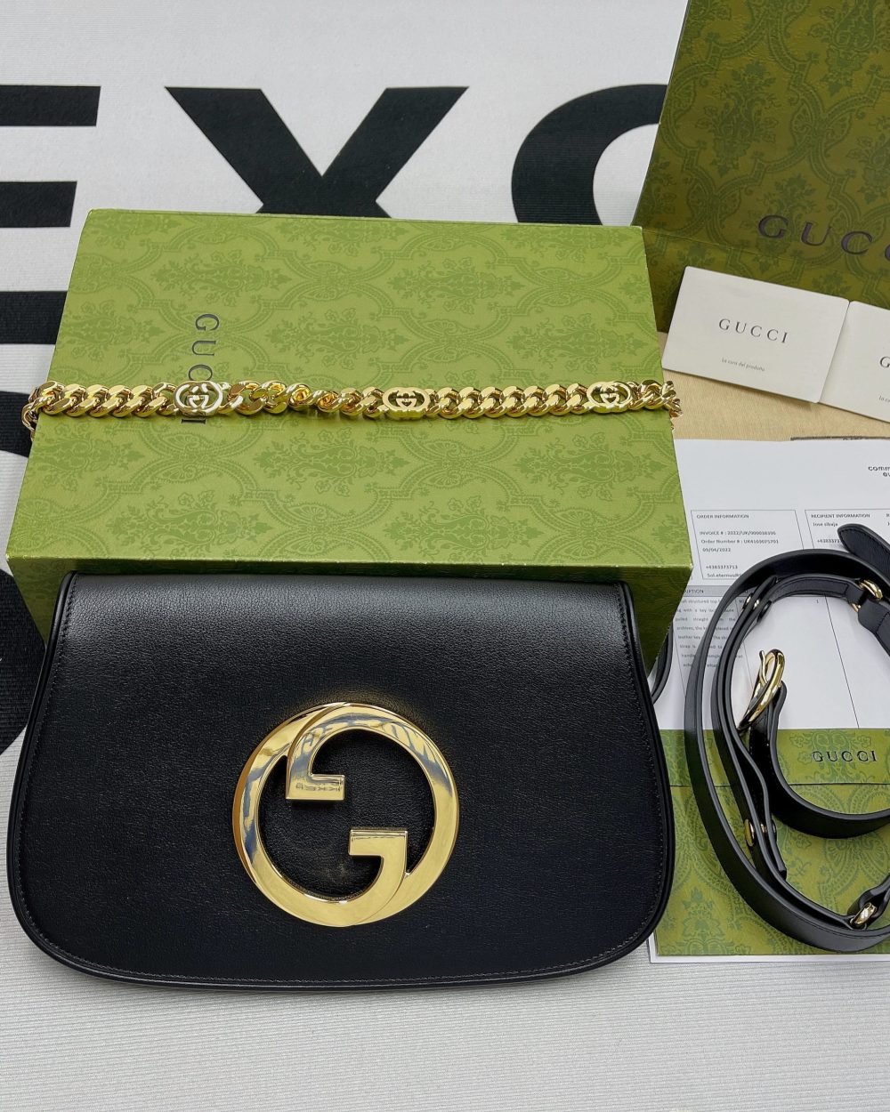 1:1 Replica Gucci Blondie Shoulder Bag Black For Women, Women's Bags 11in/28cm GG 699268 UXX0G 1000
