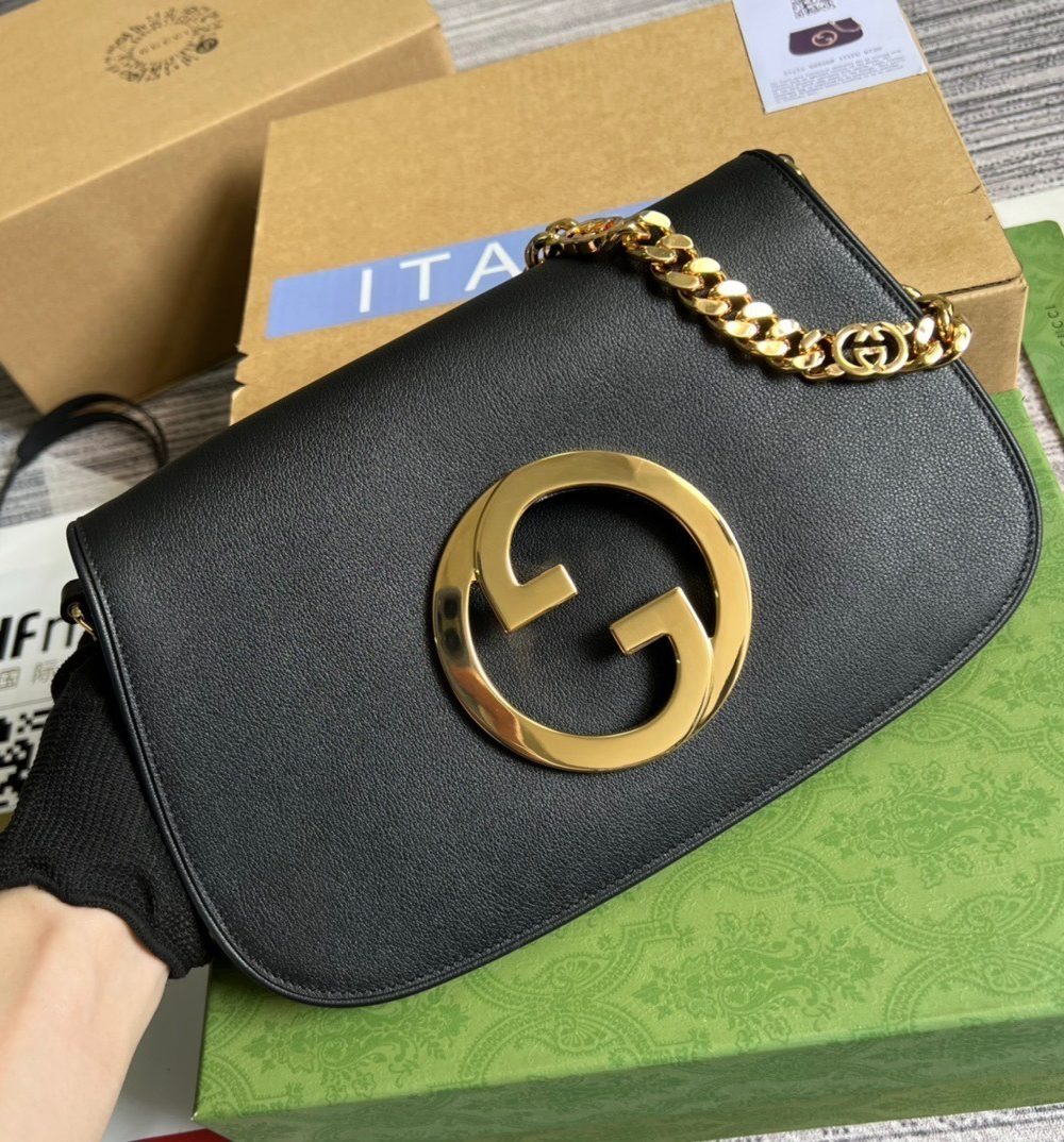 1:1 Replica Gucci Blondie Shoulder Bag Black For Women, Women's Bags 11in/28cm GG‎ 699268 UXX0G 1000