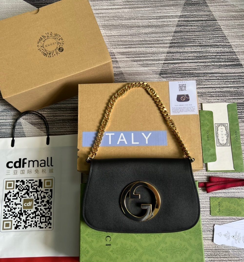 1:1 Replica Gucci Blondie Shoulder Bag Black For Women, Women's Bags 11in/28cm GG‎ 699268 UXX0G 1000