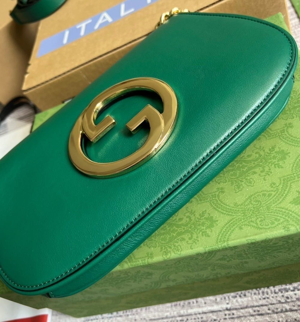 1:1 Replica Gucci Blondie Shoulder Bag Green For Women, Women's Bags 11in/28cm GG‎