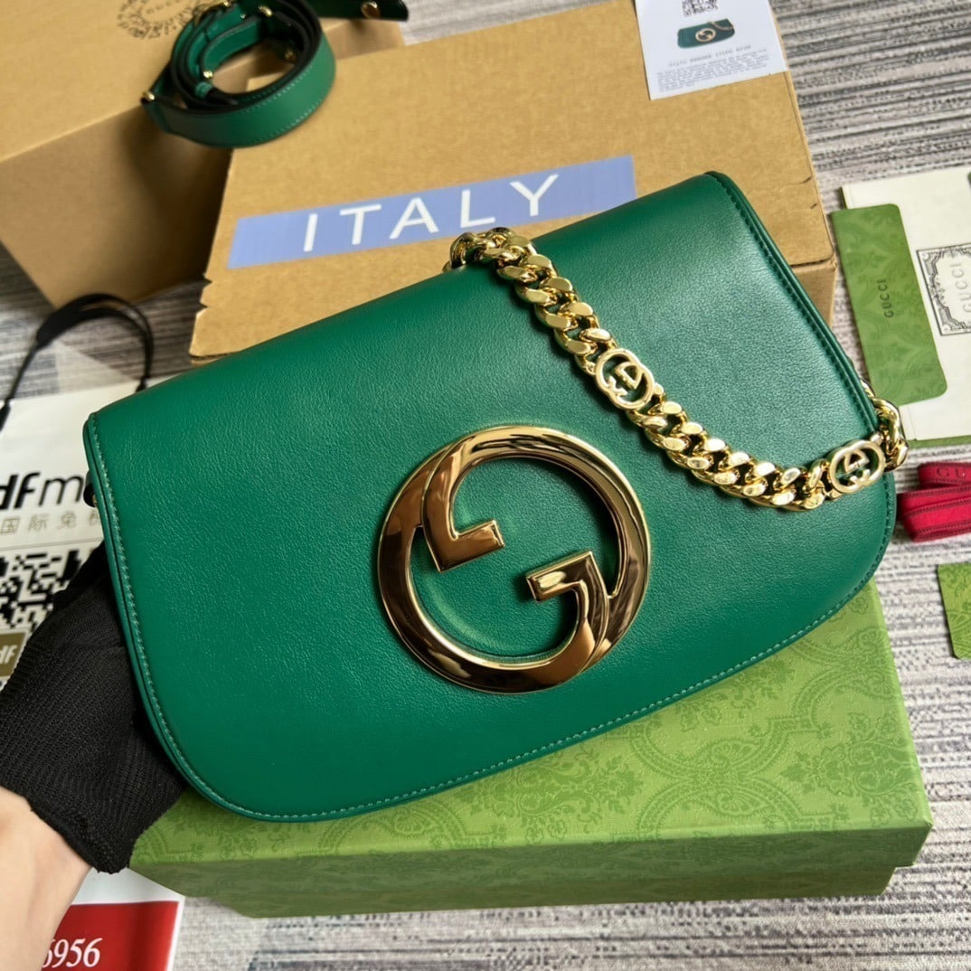 1:1 Replica Gucci Blondie Shoulder Bag Green For Women, Women's Bags 11in/28cm GG - Image 4