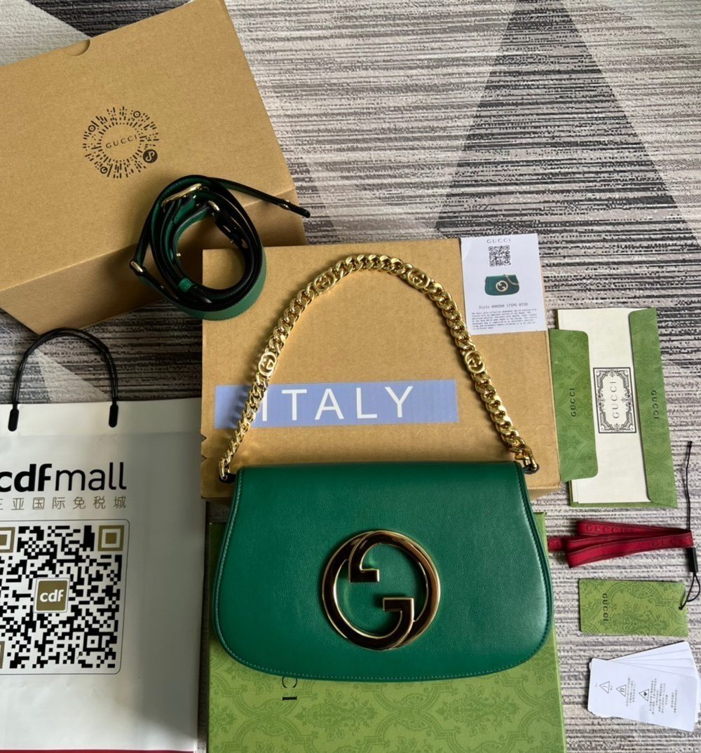 1:1 Replica Gucci Blondie Shoulder Bag Green For Women, Women's Bags 11in/28cm GG