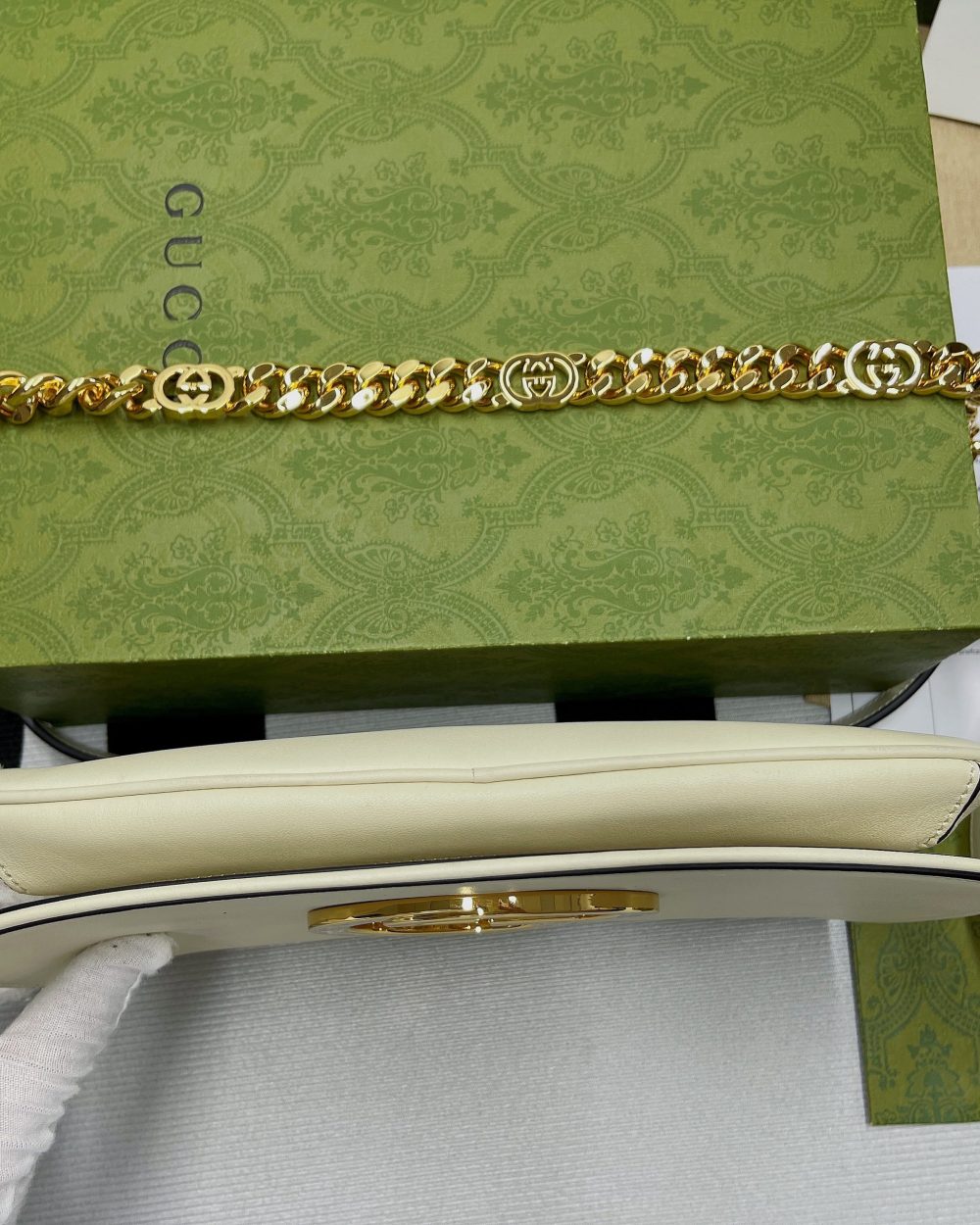 1:1 Replica Gucci Blondie Shoulder Bag White For Women, Women's Bags 11in/28cm GG 699268 UXX0G 9022