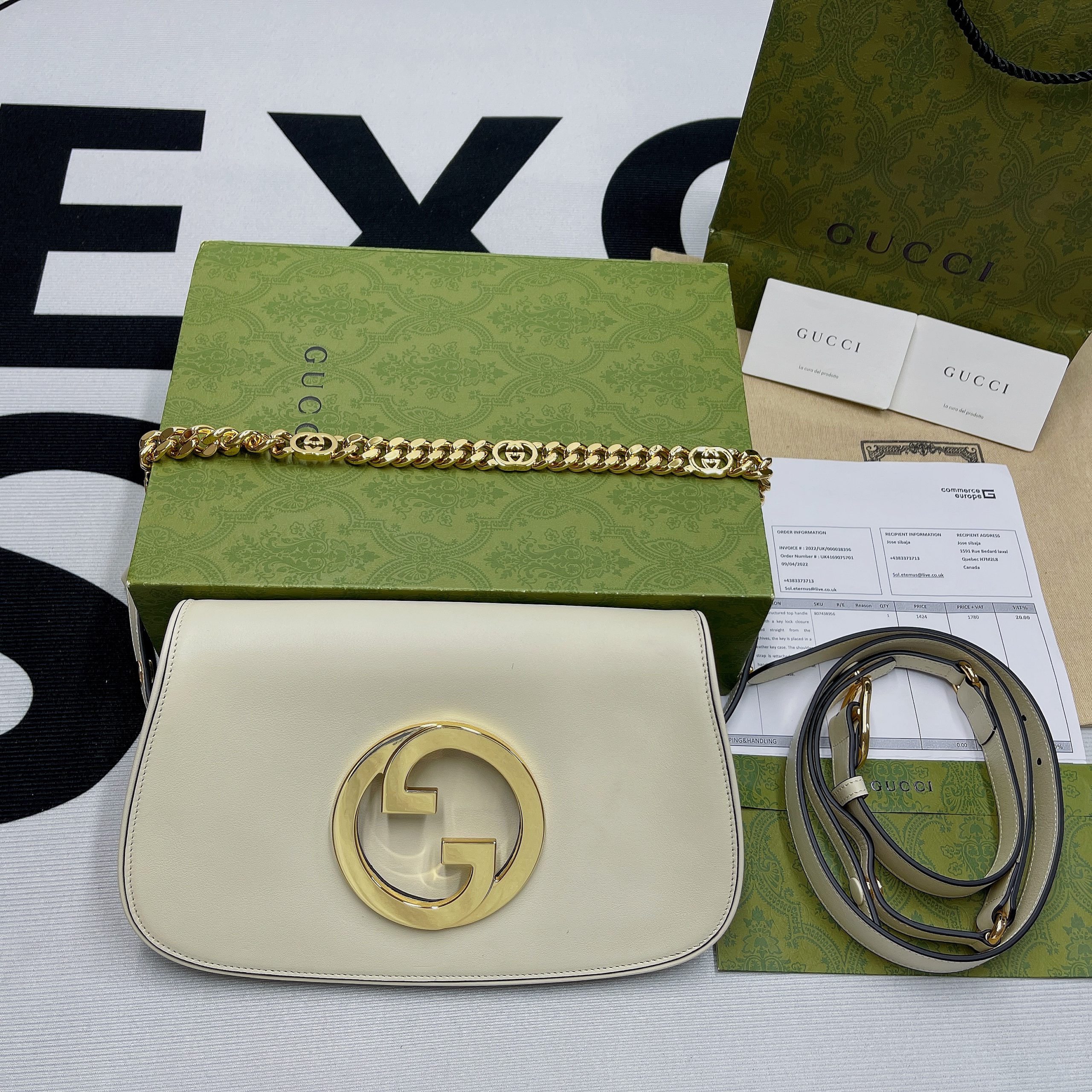 1:1 Replica Gucci Blondie Shoulder Bag White For Women, Women's Bags 11in/28cm GG 699268 UXX0G 9022 - Image 14