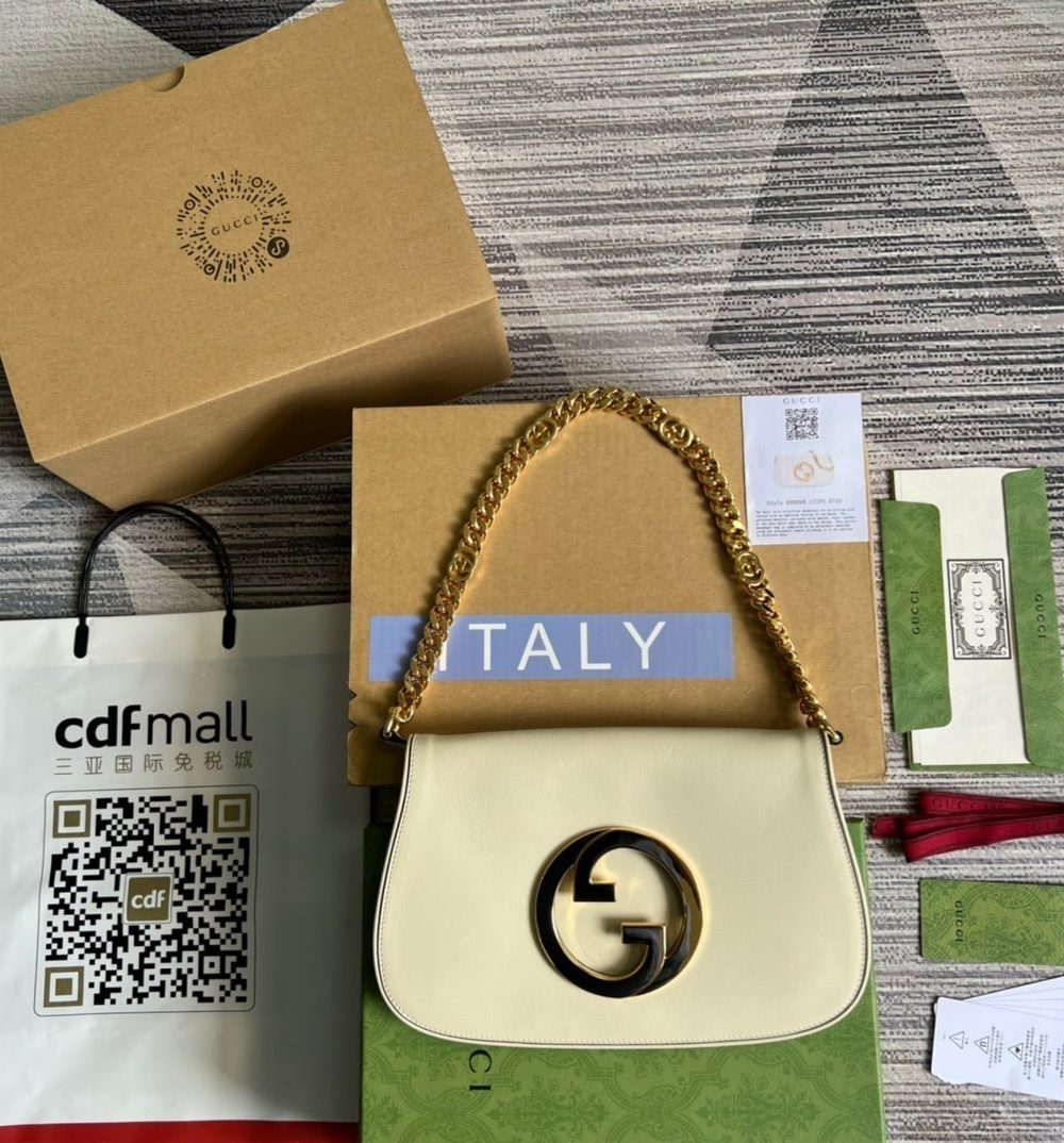 1:1 Replica Gucci Blondie Shoulder Bag White For Women, Women's Bags 11in/28cm GG 699268 UXX0G 9022