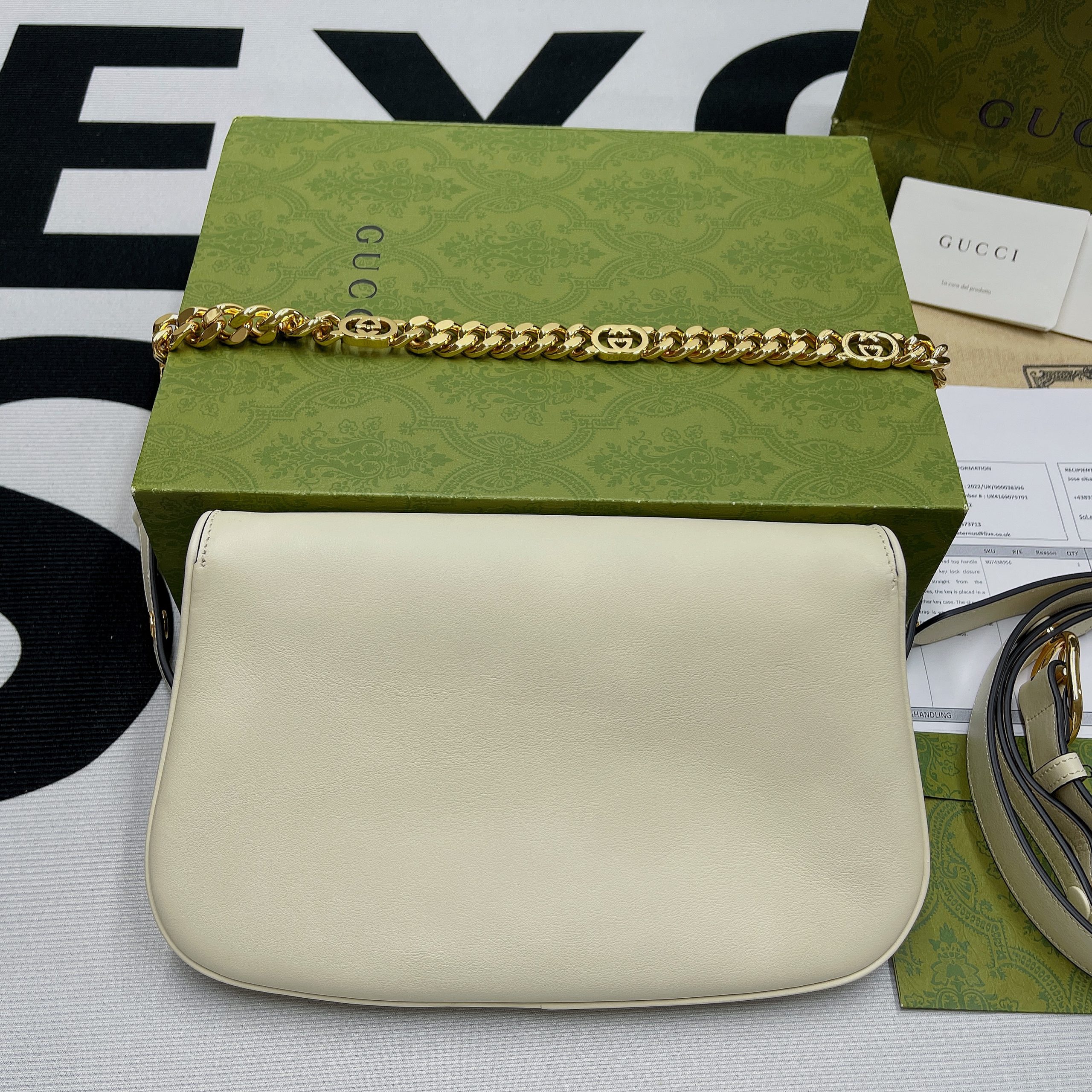 1:1 Replica Gucci Blondie Shoulder Bag White For Women, Women's Bags 11in/28cm GG 699268 UXX0G 9022 - Image 3