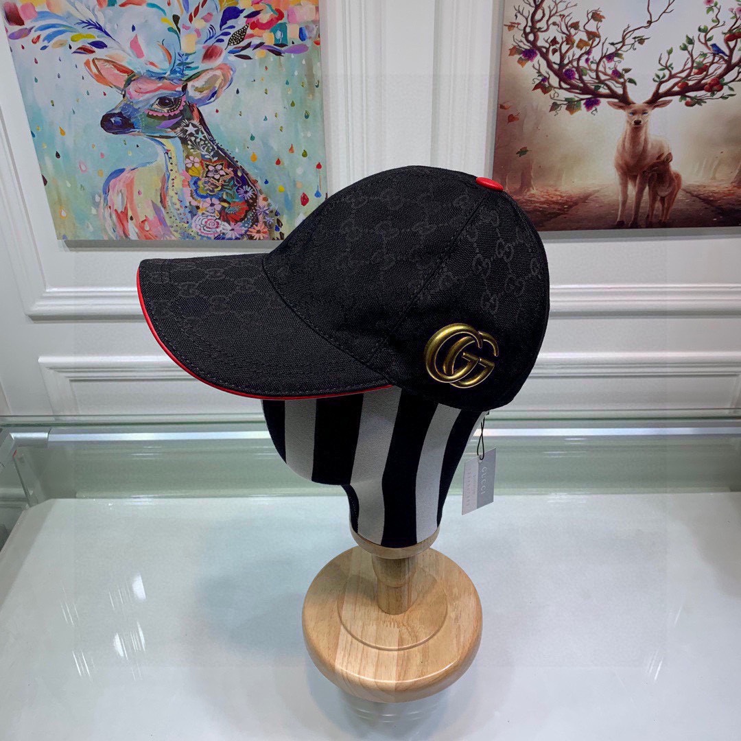 Gucci Canvas Baseball Hat Black GG Hat