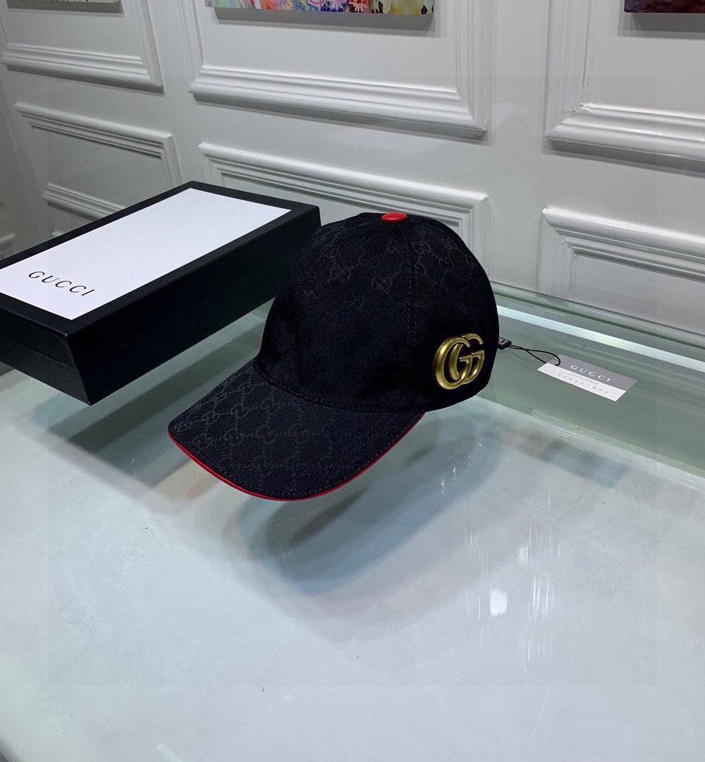 Gucci Canvas Baseball Hat Black GG Hat