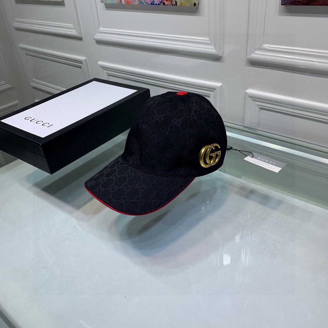 Gucci Canvas Baseball Hat Black GG Hat - Image 3