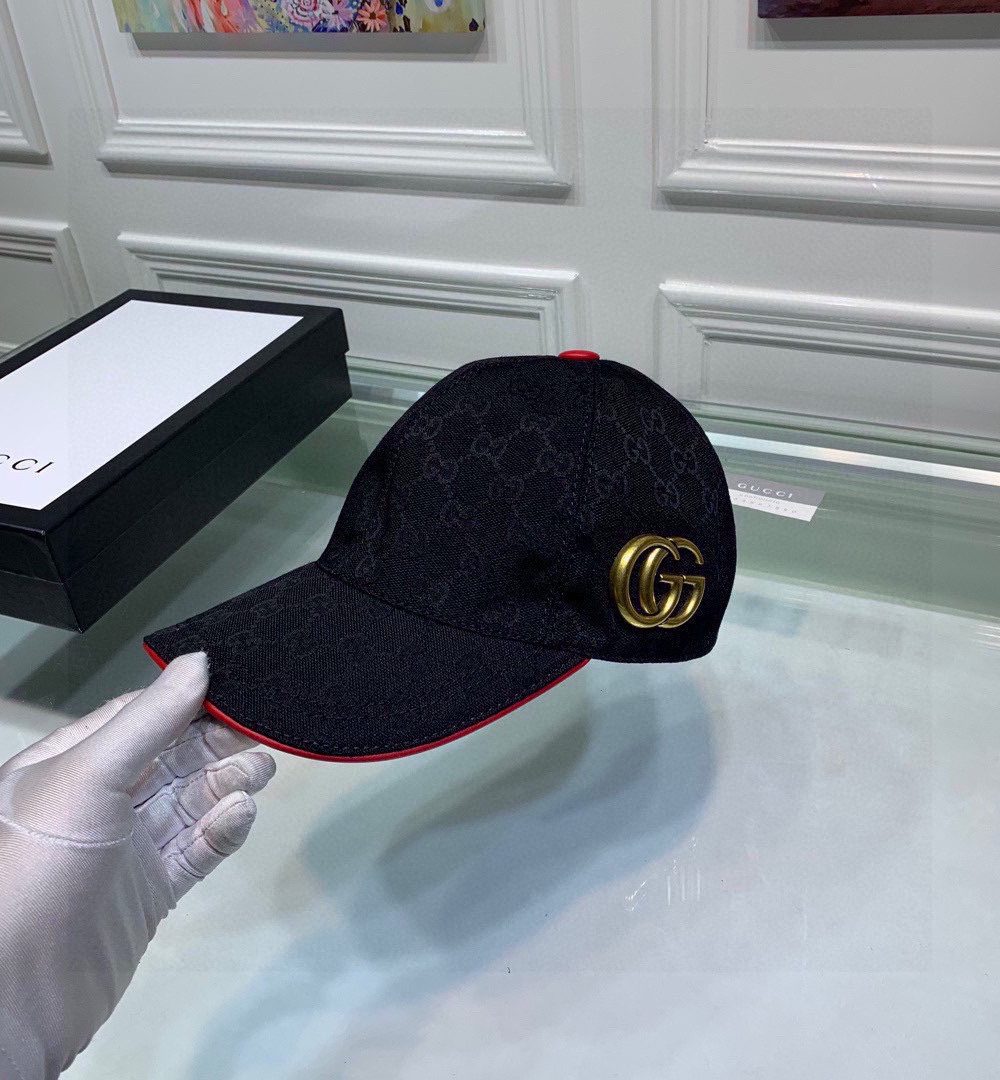 Gucci Canvas Baseball Hat Black GG Hat