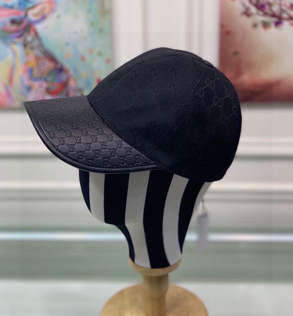 Gucci Canvas Baseball Hat Black GG Hat
