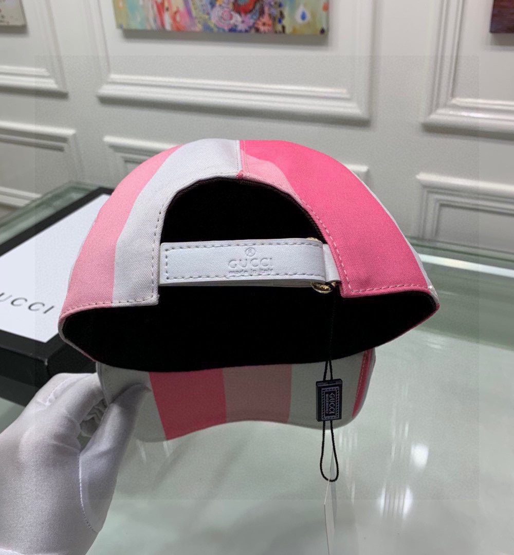 Gucci Canvas Baseball Hat White And Pink GG Hat