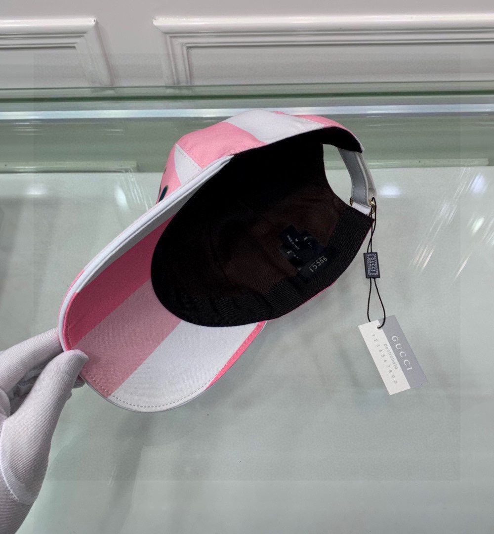 Gucci Canvas Baseball Hat White And Pink GG Hat