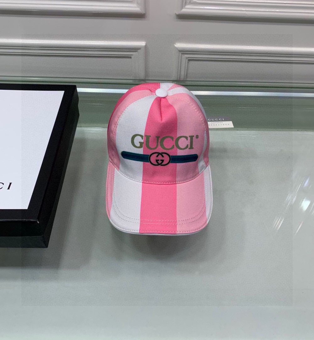 Gucci Canvas Baseball Hat White And Pink GG Hat