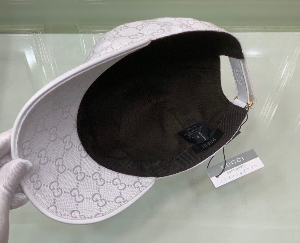 Gucci Canvas Baseball Hat White GG Hat