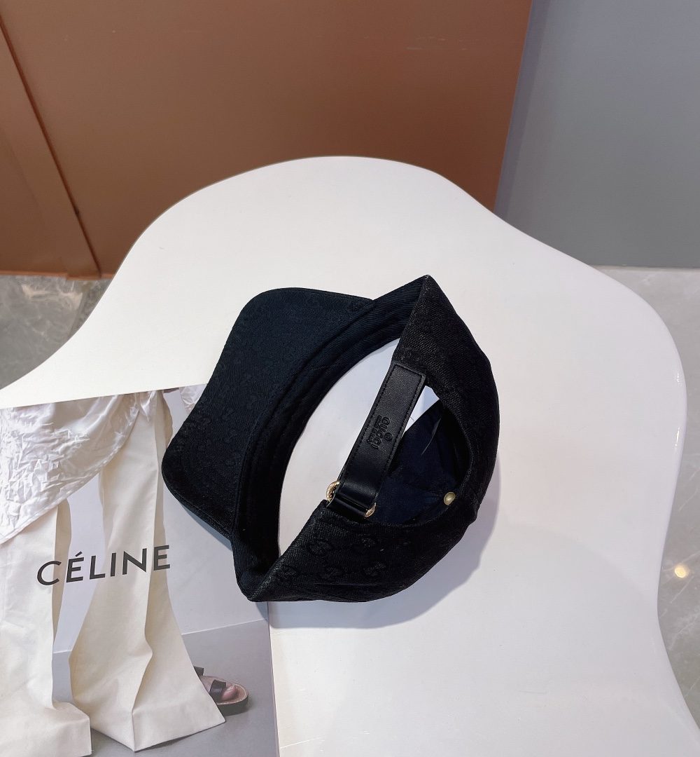 Gucci Canvas Baseball Hat With Horsebit Black GG Hat