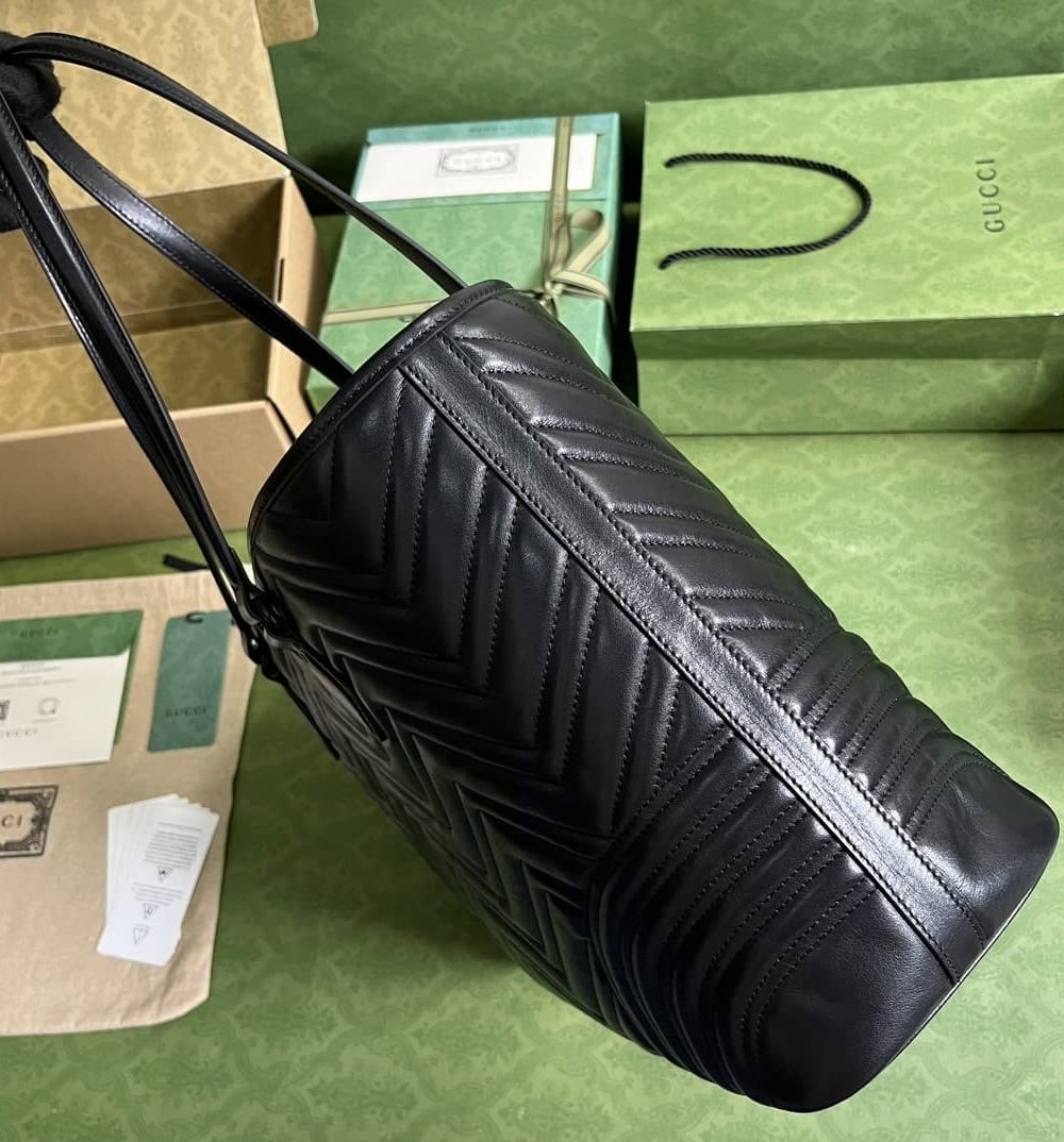 1:1 Replica Gucci Casual Style Logo Totes Cream/Black For Women 38.5cm / 15.1in 739684 DAAAH 2754