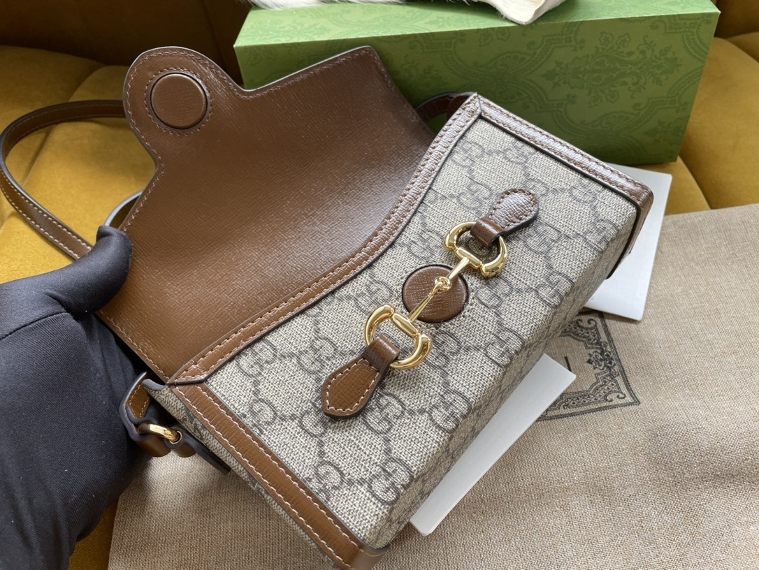 1:1 Replica Gucci Children's Horsebit 1955 Mini Bag Beige For Women, Women's Bags 7in/18cm GG 699296 92TCG 8563 - Image 7