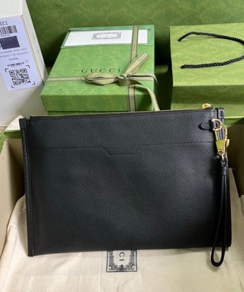 1:1 Replica Gucci Clutch With Gucci Logo Black For Men 12in/31cm  GG