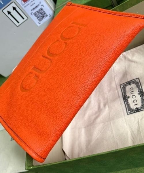 1:1 Replica Gucci Clutch With Gucci Logo Orange For Men 12in/31cm  GG