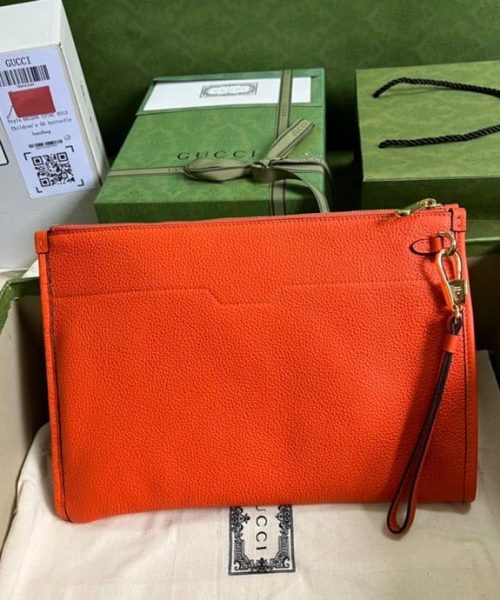 1:1 Replica Gucci Clutch With Gucci Logo Orange For Men 12in/31cm  GG