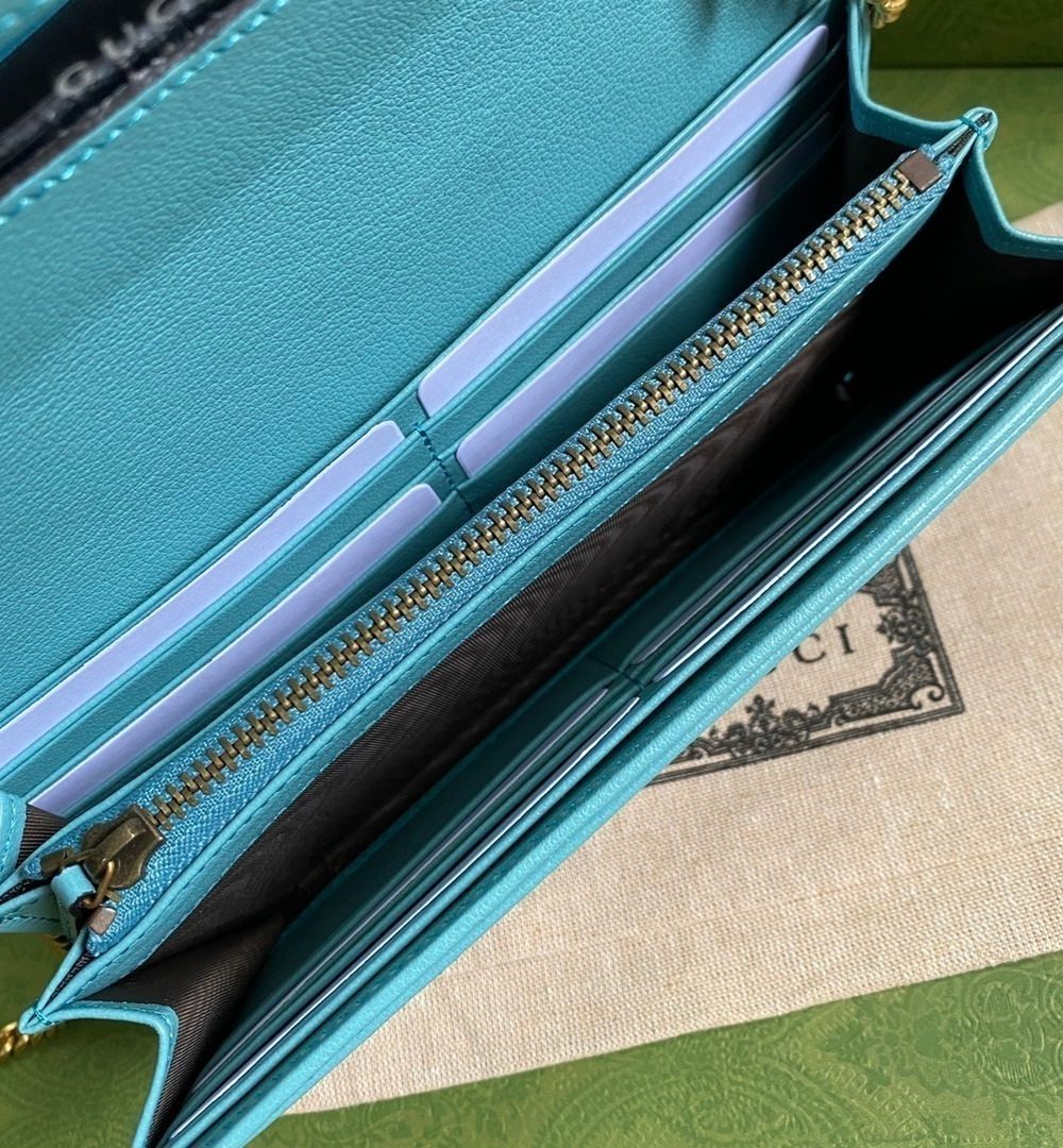 1:1 Replica Gucci Diana Chain Wallet With Bamboo Blue For Women, Women's Bags 7.4in/19cm GG