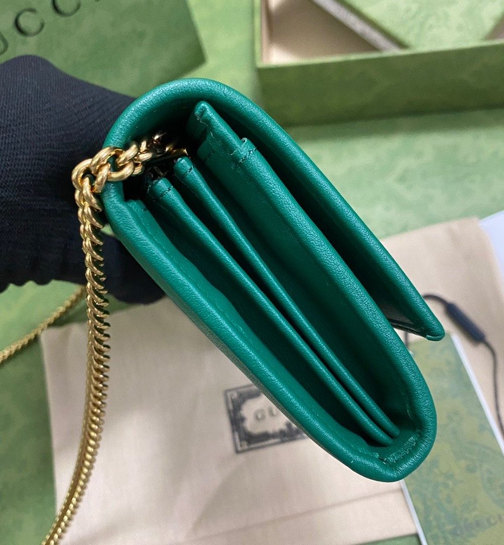 1:1 Replica Gucci Diana Chain Wallet With Bamboo Green For Women, Women's Bags 7.4in/19cm GG