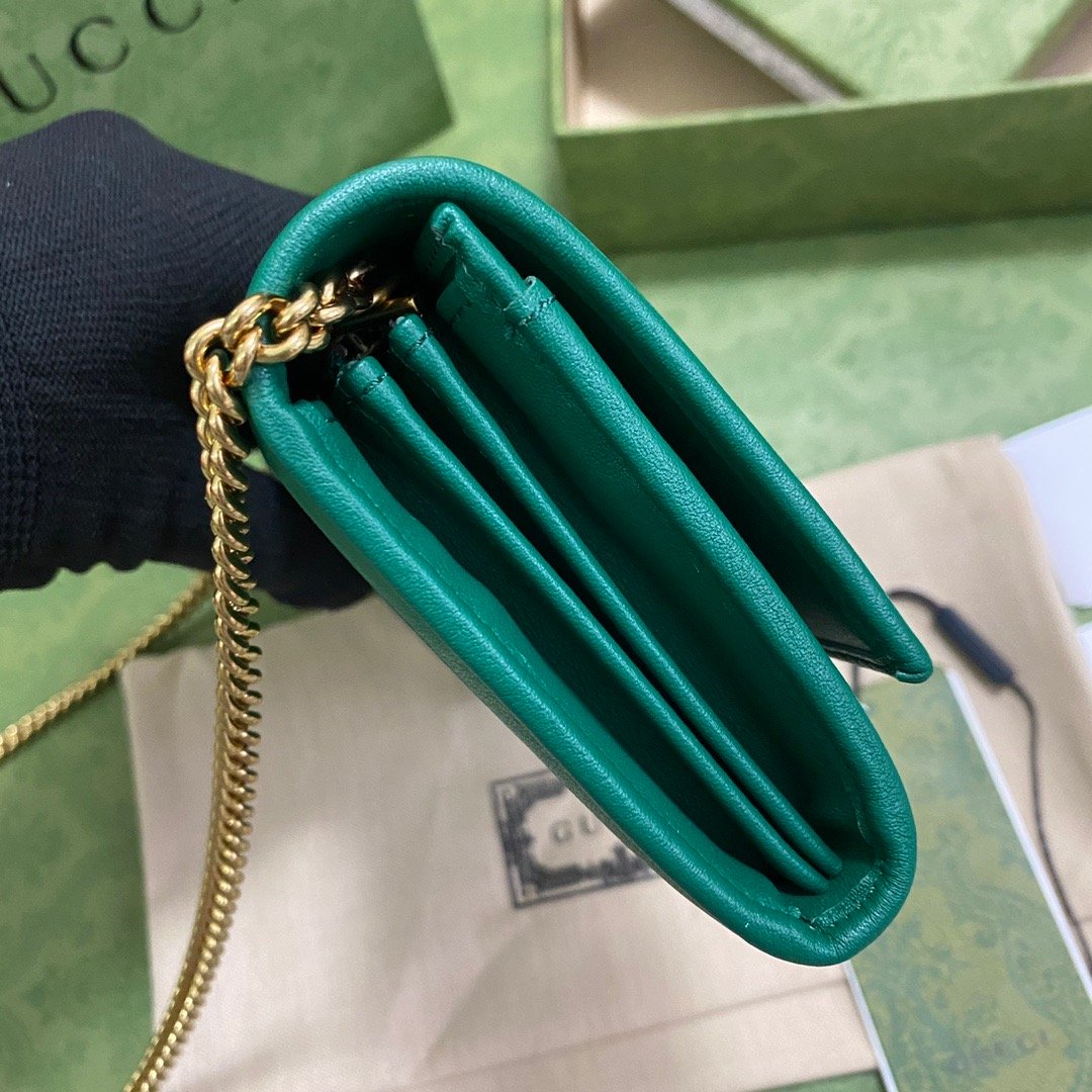1:1 Replica Gucci Diana Chain Wallet With Bamboo Green For Women, Women's Bags 7.4in/19cm GG - Image 4