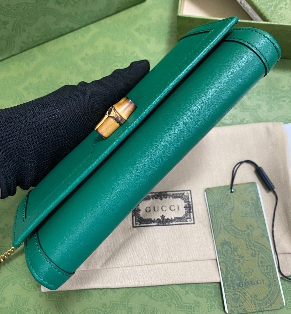 1:1 Replica Gucci Diana Chain Wallet With Bamboo Green For Women, Women's Bags 7.4in/19cm GG