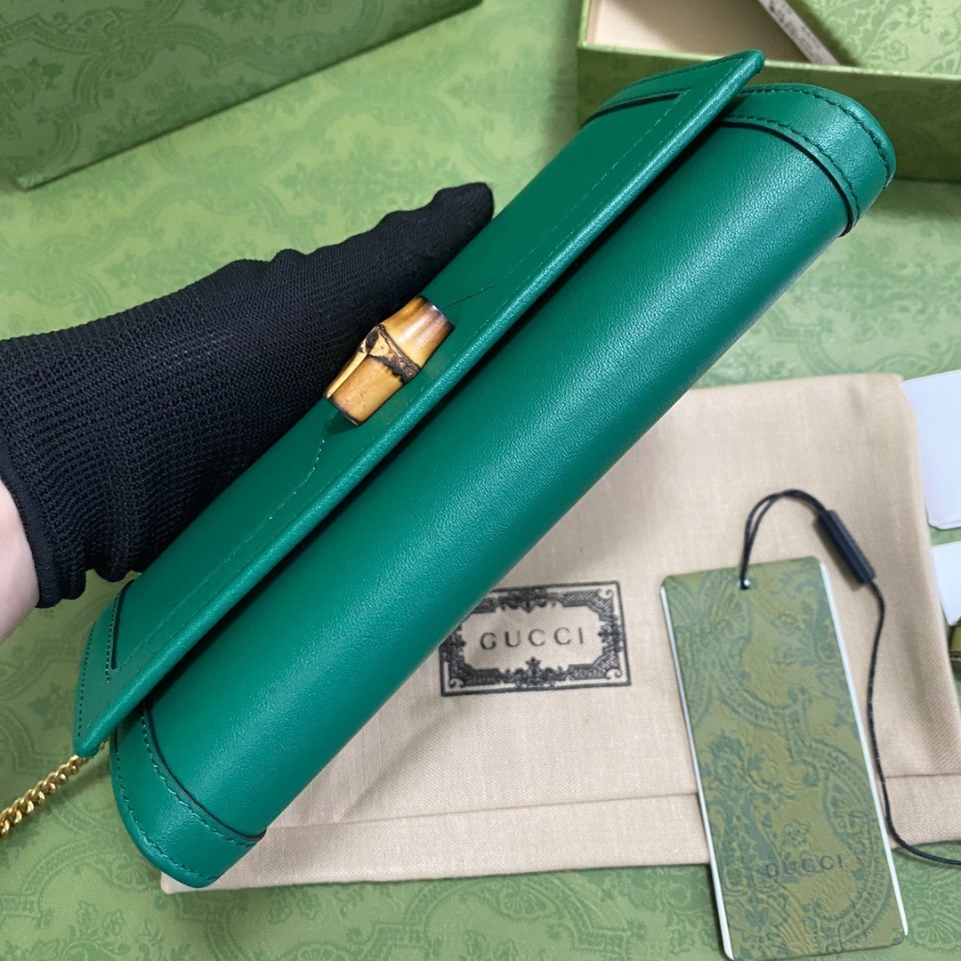 1:1 Replica Gucci Diana Chain Wallet With Bamboo Green For Women, Women's Bags 7.4in/19cm GG - Image 3