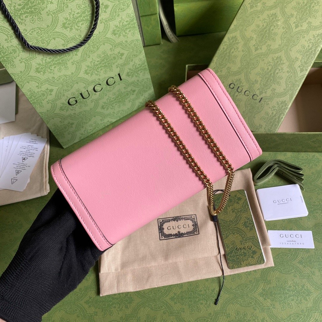 1:1 Replica Gucci Diana Chain Wallet With Bamboo Pink For Women, Women's Bags 7.4in/19cm GG - Image 5