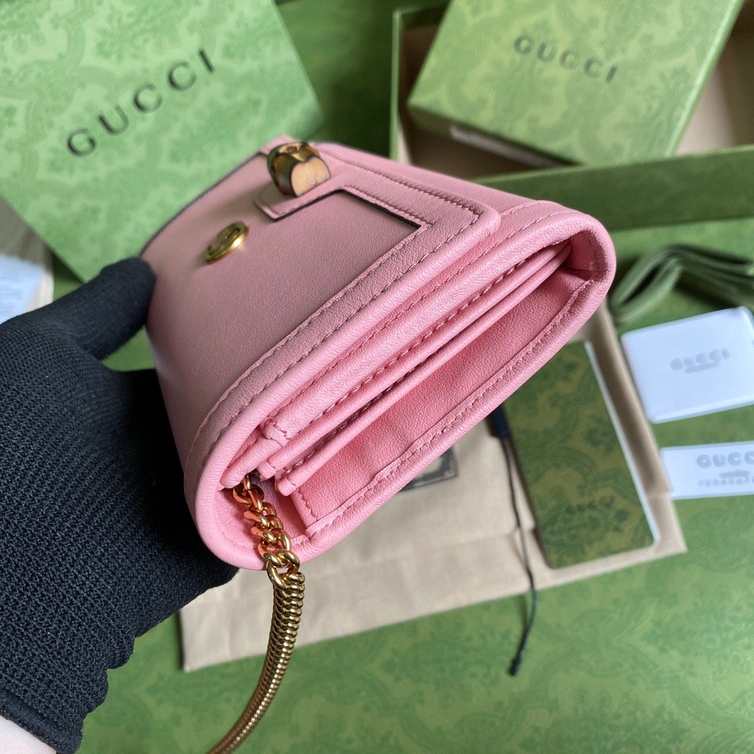1:1 Replica Gucci Diana Chain Wallet With Bamboo Pink For Women, Women's Bags 7.4in/19cm GG - Image 3
