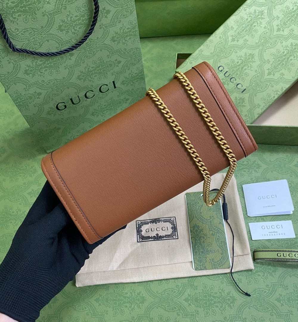 1:1 Replica Gucci Diana Chain Wallet With Bamboo Red For Women, Women's Bags 7.4in/19cm GG